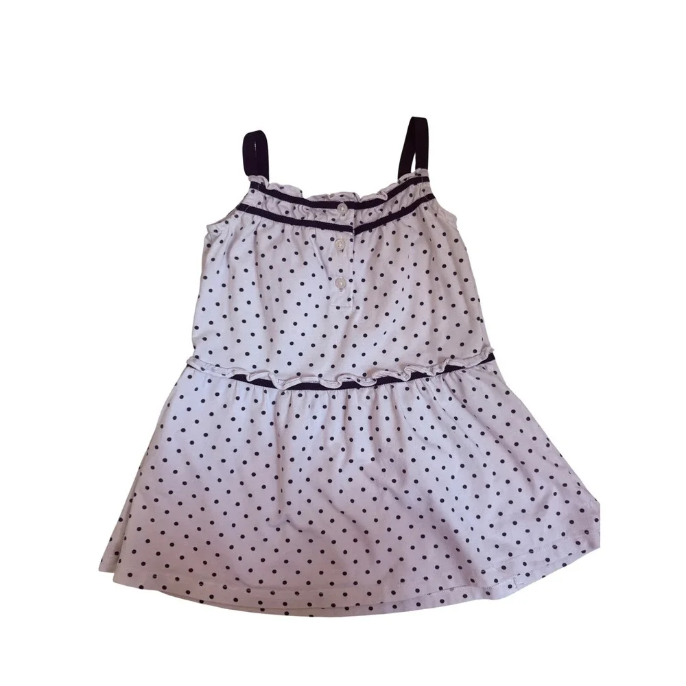 Janie and Jack Polka Dot Ruffle Dress Navy Blue White 18-24 Months
